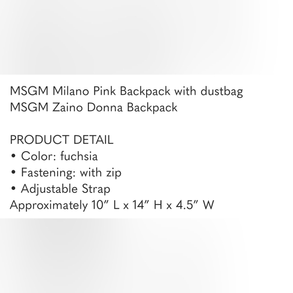 MSGM Milano Fuchsia Pink Backpack - Picture 6 of 6